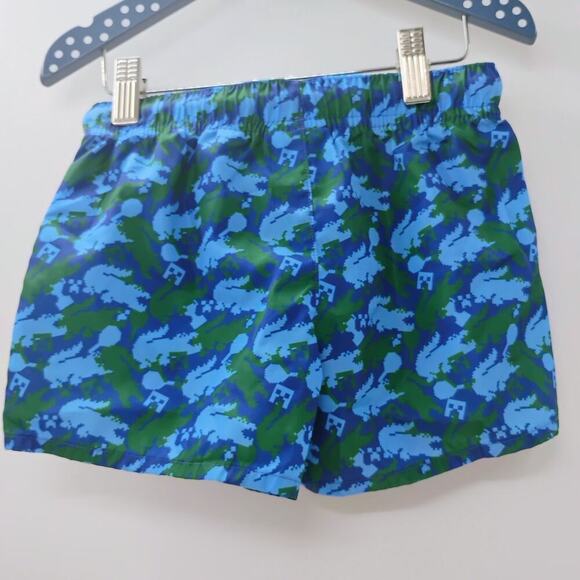 Lacoste Minecraft Creeper Swim Suit Boys Board Shorts Blue Green Pixel Art - Picture 7 of 11